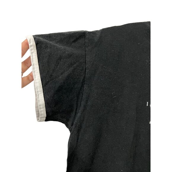 Anvil Women Diver Black Ringer Tshirt Pre - Shrunk Made in USA Size Large - Picture 3 of 5